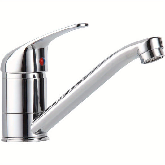 Hochwertiger Messing-Wasserhahn mit 360° Dreh-Auslauf – Einhebelmischer, Warm/Kalt-Anzeige, Chrom-Optik, einfache Montage für Küche & Bad