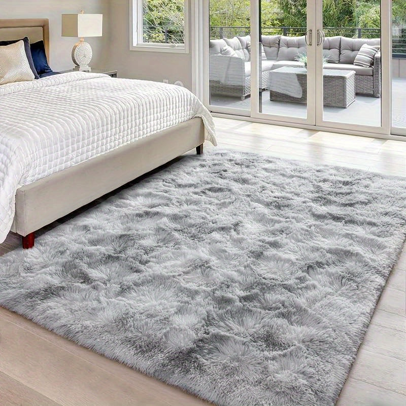 Grauer Farbverlauf Teppich – Tie Dye Matte für Wohnzimmer, Schlafzimmer, Büro & Bettseite – Geschenkidee & Deko (40x60cm–200x300cm)