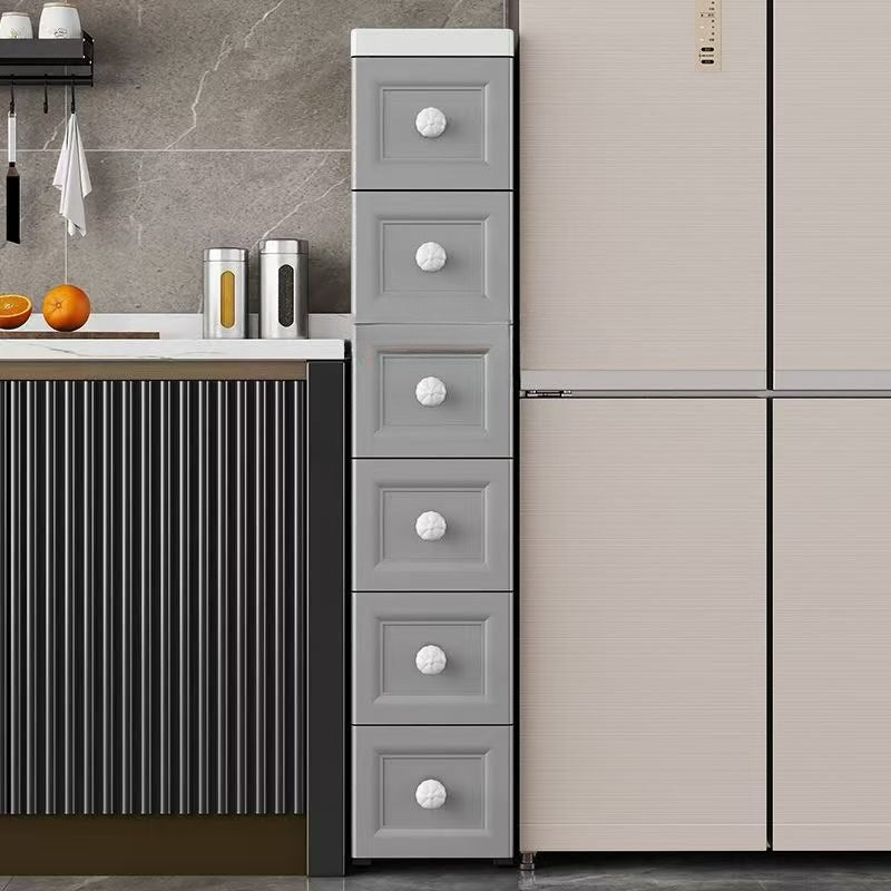 Ultradünner weißer Kosmetik-Organizer mit 4–6 Ebenen und runden Griffen – ideal für Make-up, Badzubehör und Küchenutensilien