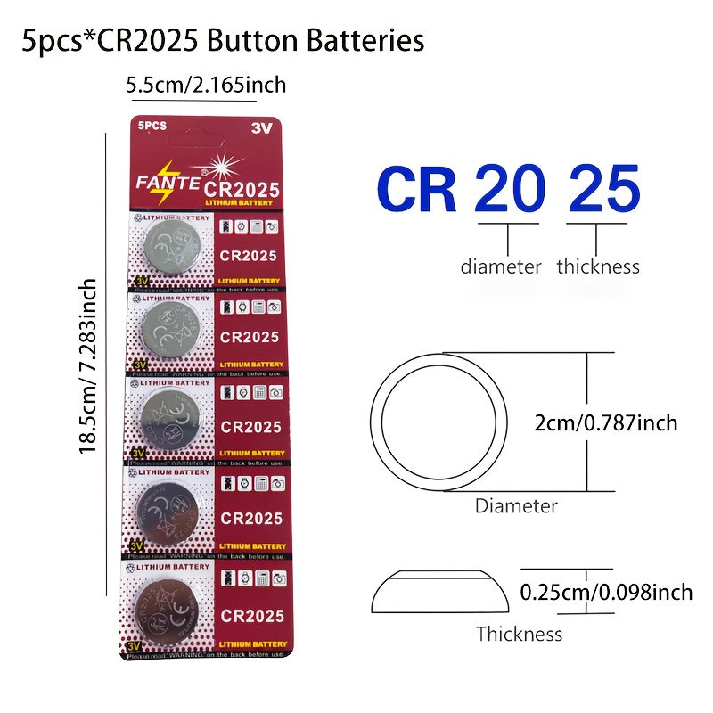CR2025 Knopfzellen-Batterie – geeignet für Autoschlüssel, E-Fahrzeug-Fernbedienungen, Blutzuckermessgeräte & elektronische Uhren, langlebig & zuverlässig