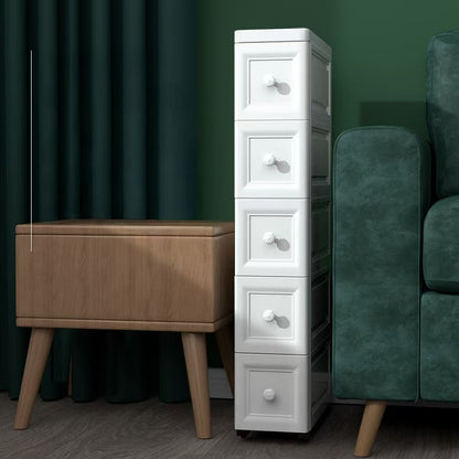 Ultradünner weißer Kosmetik-Organizer mit 4–6 Ebenen und runden Griffen – ideal für Make-up, Badzubehör und Küchenutensilien