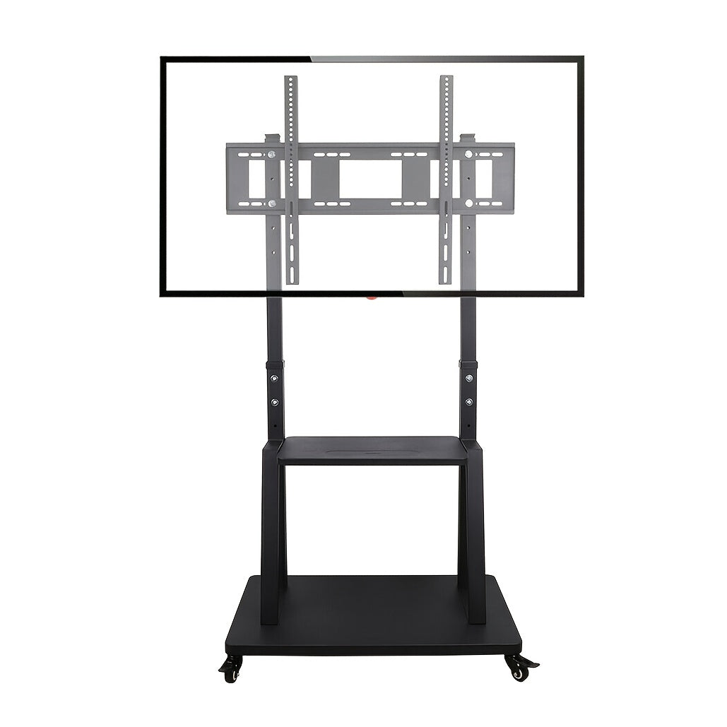 Mobiler TV-Ständer mit Rollen – Höhenverstellbar, stabiler Bodenständer für 32–100 Zoll Flachbildschirme – bis 80 kg Tragkraft, inkl. Ablage