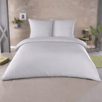 Mikrofaser Bettbezug 200x200 cm Hellgrau – Uni Bettwäsche-Set mit Kissenbezug