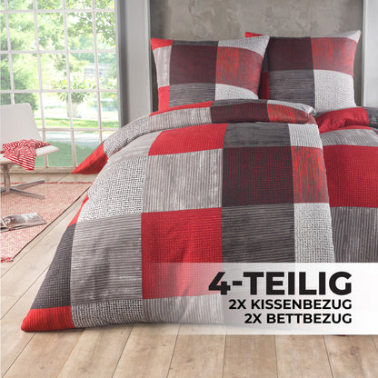 Bettwäsche-Set 135x200 4-teilig – Allergikerfreundlich – Spannbettlaken 135x200 & Kissenbezug 80x80 | Modern & Hochwertig