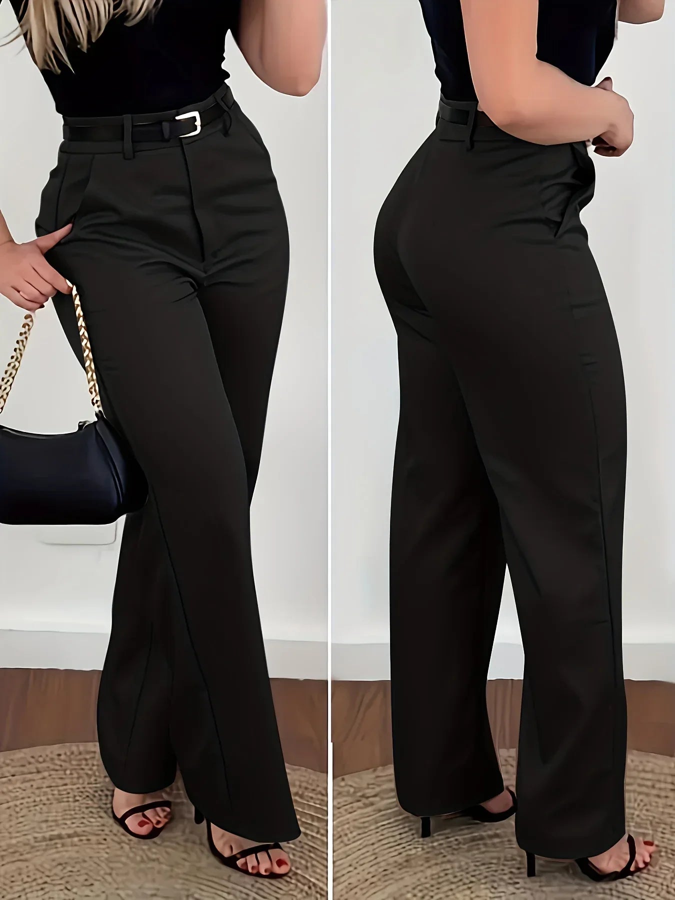 Damen Straight-Leg Hose Elegant – High-Waist Business Casual - FUXLShop