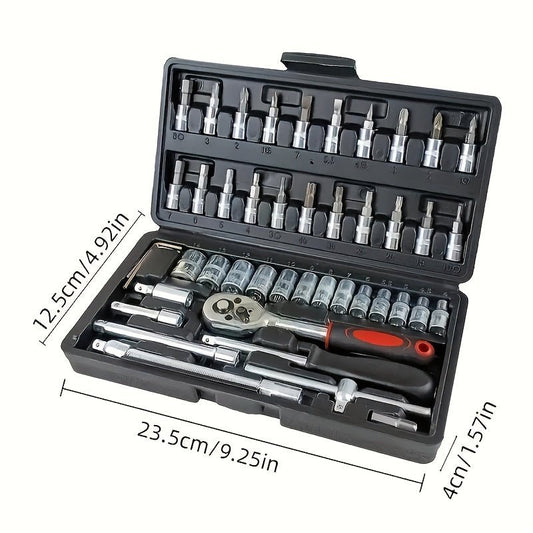 150-teiliges/46-teiliges Schraubenschlüssel-Set – Robustes Steckschlüssel- und Bohrerset für Auto- und Heimreparaturen