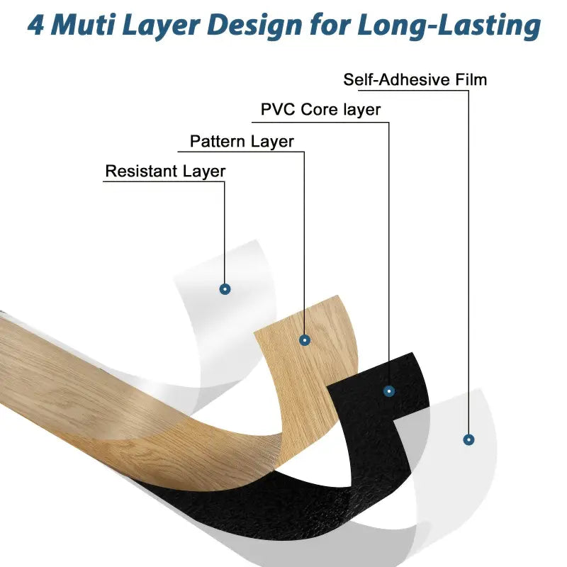 Selbstklebende vinyl-dielen mit holzoptik und schwarzer schutzschicht aus wasserfestem pvc zum online bestellen