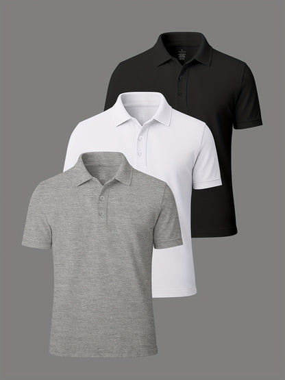 3er-Pack Herren-Polo-Shirts – gekämmte Baumwolle, atmungsaktiv & bequem, klassischer Stil für Business & Freizeit, Sommer-Essentia