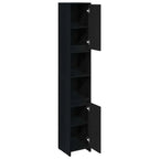 Badezimmer Hochschrank Schwarz Eiche 45cm – Modern mit verstellbaren Regalen - FUXLShop
