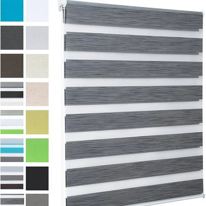 Doppelrollo Dunkelgrau – ohne Bohren, blickdicht & lichtdurchlässig, 100% Polyester