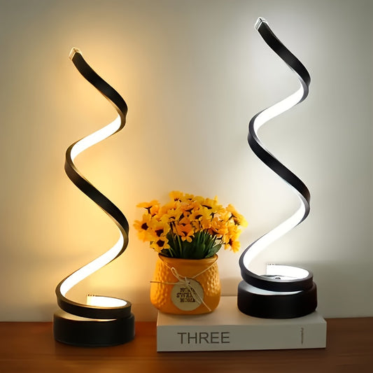 2er-Set Spiral LED Schreibtischlampen – 3 Lichtfarben, USB-betrieben – Modernes Design für Schlafzimmer, Wohnzimmer, Büro & Bar