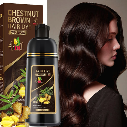500ml Schwarzes Haarfärbe-Shampoo – Pflanzliche Pflege, schnelle Grauabdeckung, langanhaltende Farbe, feuchtigkeitsspendend, für Damen & Herren, alle Haartypen