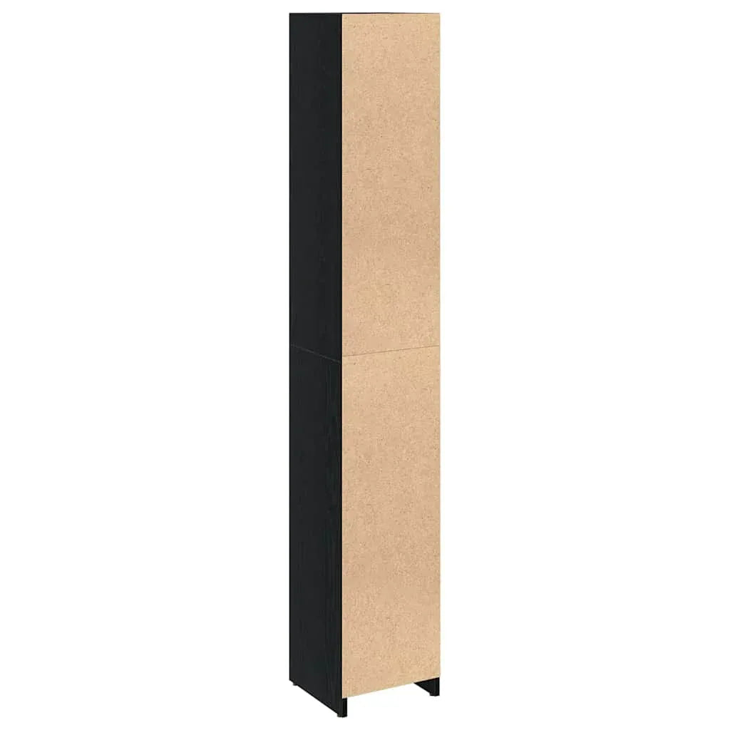 Badezimmer Hochschrank Schwarz Eiche 45cm – Modern mit verstellbaren Regalen - FUXLShop