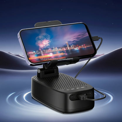 NewRixing 6W Wireless Lautsprecher mit Handyhalter, TWS Dual Pairing, Hi‑Fi Stereo & Bass, USB‑C, Powerbank, Indoor/Outdoor