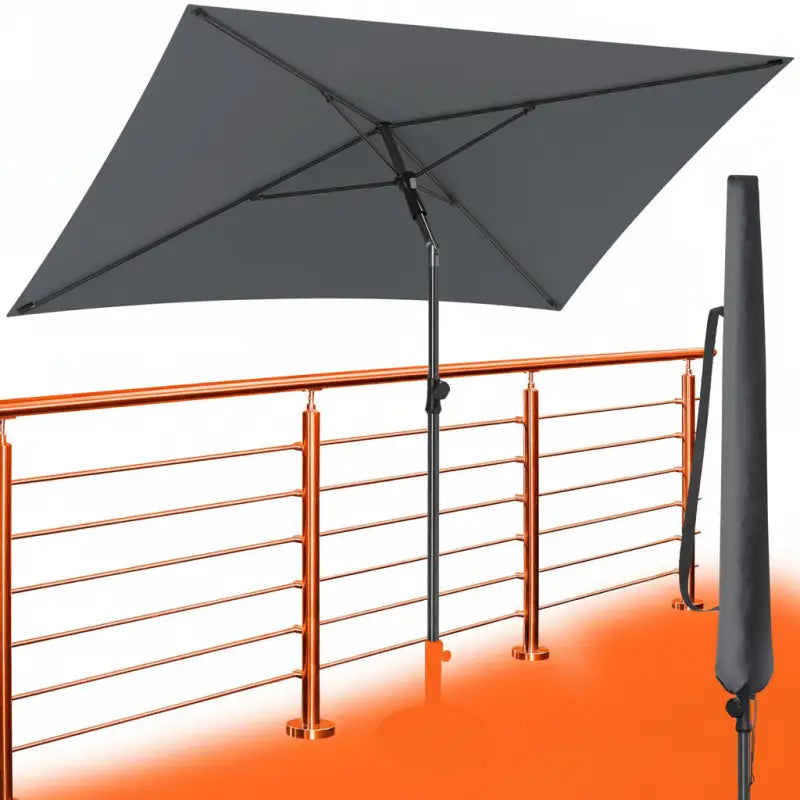 Grauer balkon-sonnenschirm 200x125 cm uv50+ mit schwarzem metallgestell und passender schutzhülle online bestellen