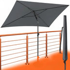 Grauer balkon-sonnenschirm 200x125 cm uv50+ mit schwarzem metallgestell und passender schutzhülle online bestellen