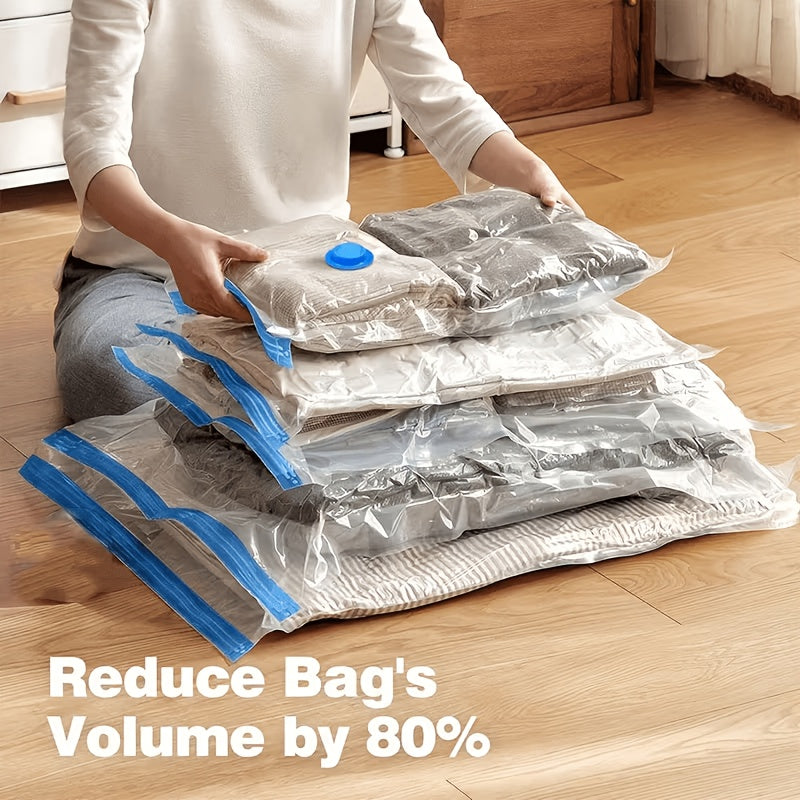 11pcs Vacuum Compression Storage Bags Set with Portable Hand Pump - Large, Medium, Small And Hand Pump - Suitable for Bedding, Clothes, Travel Essentials, Luggage Vacuum Seal Bags, Thickened Material, No Electricity Required