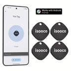 Schwarze mini gps tracker in diamantform mit weißem branding kompatibel mit android find hub im 4er-set