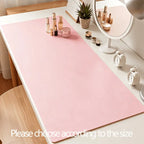 Pink rechteckige schminktisch-unterlage aus kunstleder mit glatter matte, vanity pad wasserabweisend und leicht zu reinigen