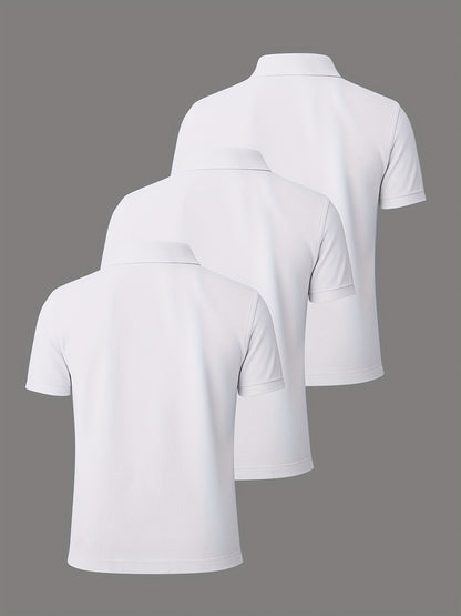 3er-Pack Herren-Polo-Shirts – gekämmte Baumwolle, atmungsaktiv & bequem, klassischer Stil für Business & Freizeit, Sommer-Essentia