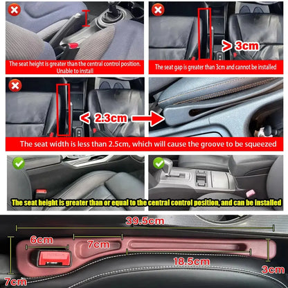 2Pcs Car Seat Gap Filler Seat Crevice Storage Box Bag Between Seats Console Organizer Decoration Interior Auto Accessories FUXL-Shopify