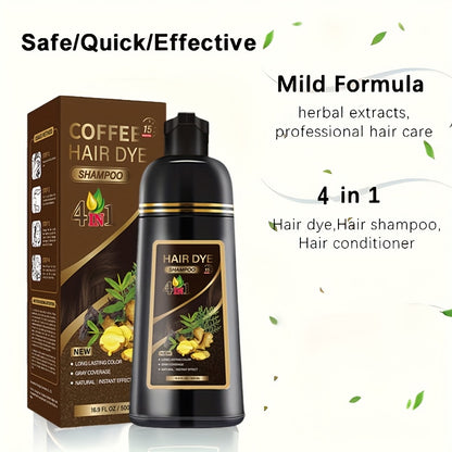 Black Hair Dye Shampoo 500ml mit Kräuterformel für langanhaltende Haarfarbe bei allen Haartypen

