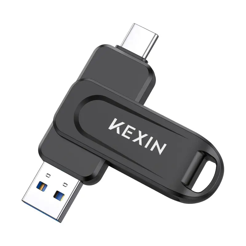 Schwarzer kexin usb-stick 2-in-1 usb-c mit drehbarem design 32gb 64gb 128gb für smartphone tv und pc