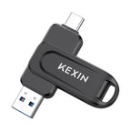 Schwarzer kexin usb-stick 2-in-1 usb-c mit drehbarem design 32gb 64gb 128gb für smartphone tv und pc