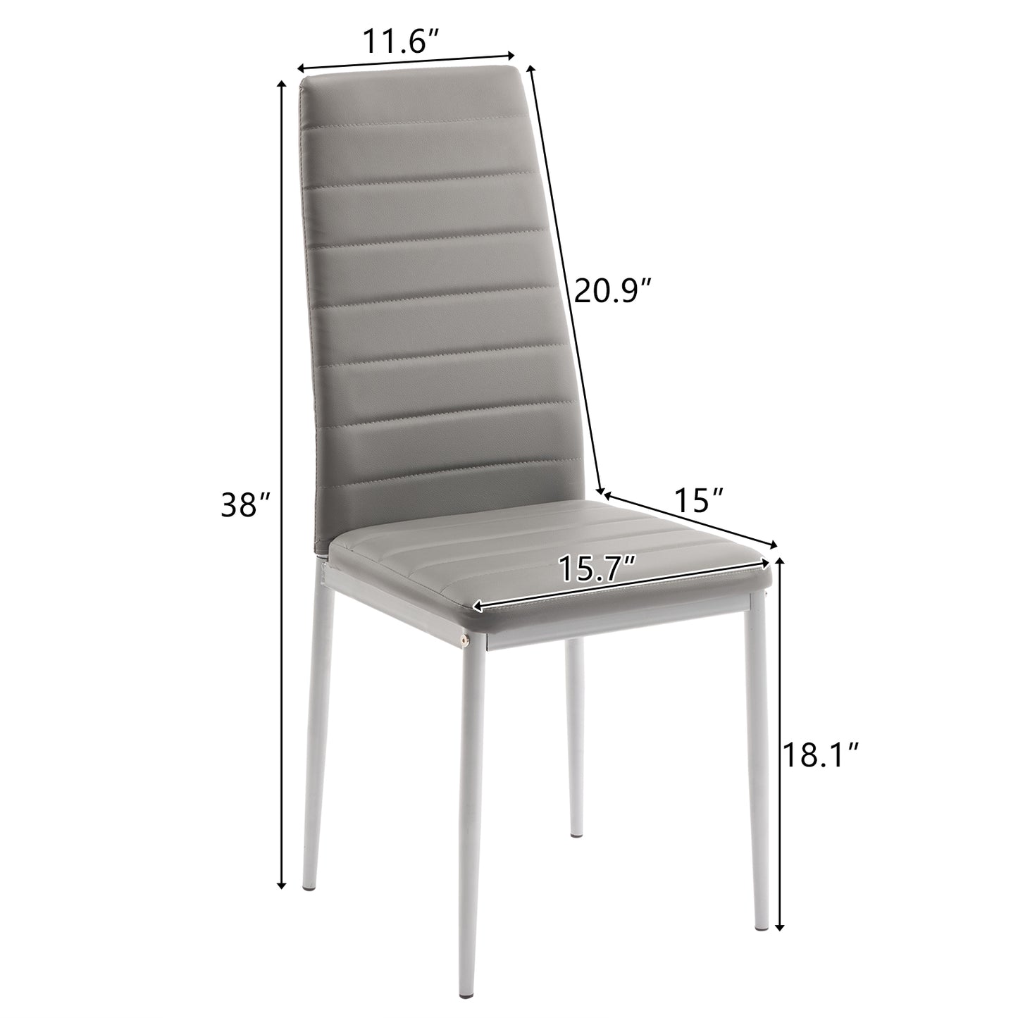 Bonlo Esszimmerstühle 6er-Set – gepolstert mit Metallbeinen, Kunstlederbezug, bis 140 kg belastbar, grau – ideal für Esszimmer, Wohnzimmer & Büro