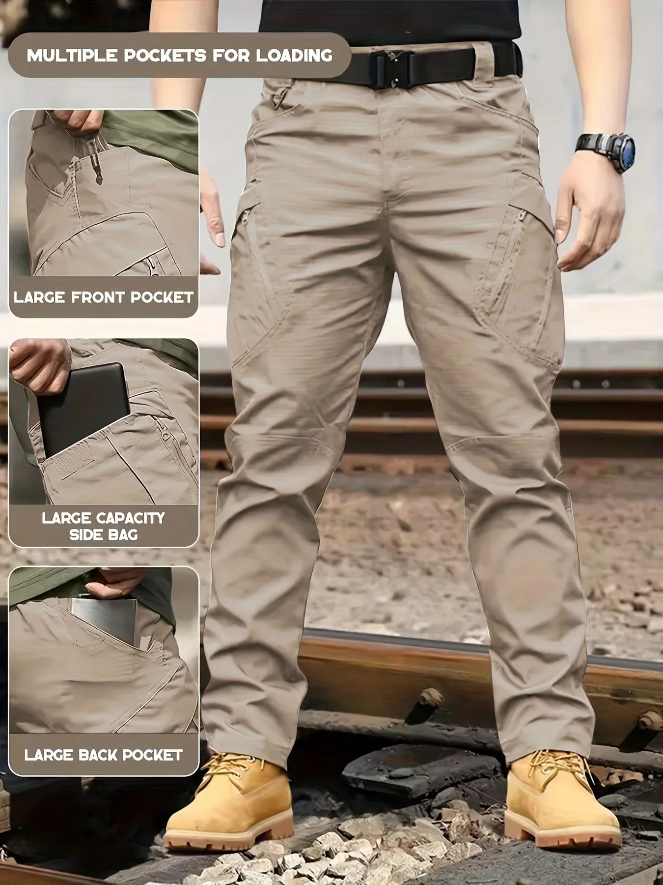 Herren Cargo Hose mit Multitaschen - Tactical Outdoor Arbeitshose - Ganzjahres Polyester - FUXLShop