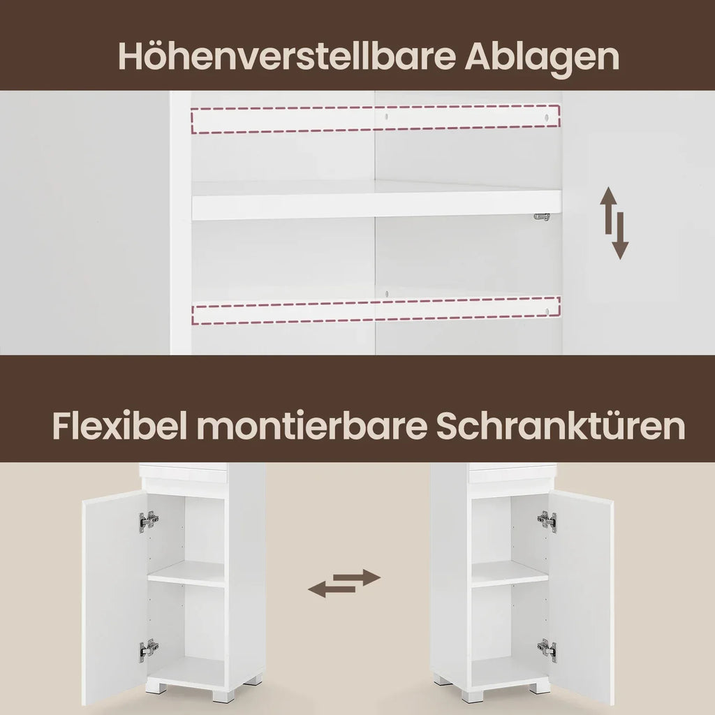 Badezimmerschrank 30x30x170 cm – Modernes Badmöbel mit Schublade, verstellbaren Regalen & offenem Fach - FUXLShop