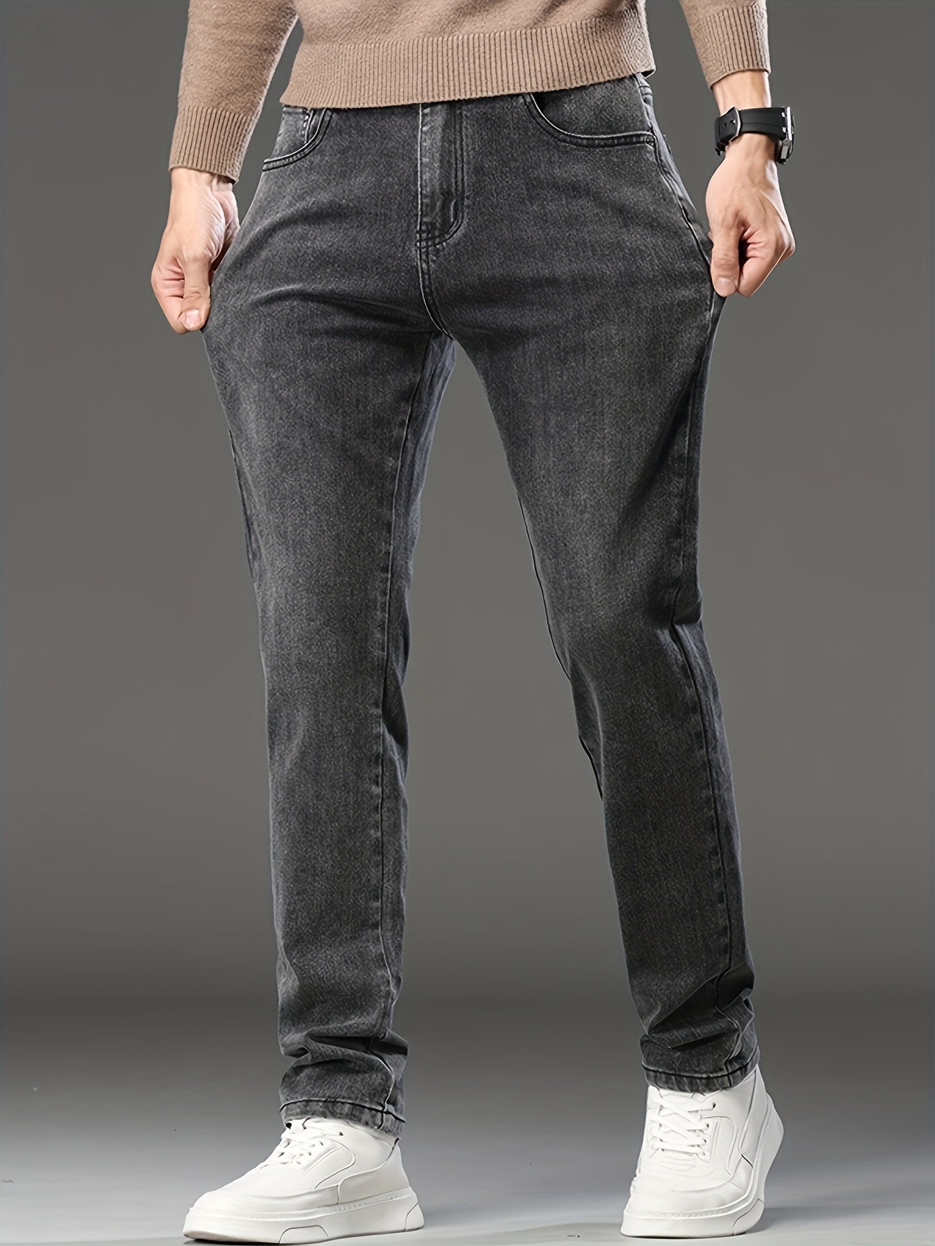 Herren Business-Jeans mit geradem Schnitt und Stretch-Komfort – Farbe Blau