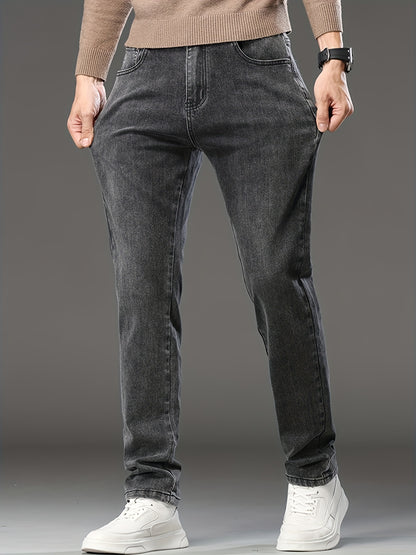 Herren Business-Jeans mit geradem Schnitt und Stretch-Komfort – Farbe Blau