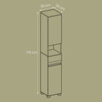 Badezimmerschrank 30x30x170 cm – Modernes Badmöbel mit Schublade, verstellbaren Regalen & offenem Fach - FUXLShop