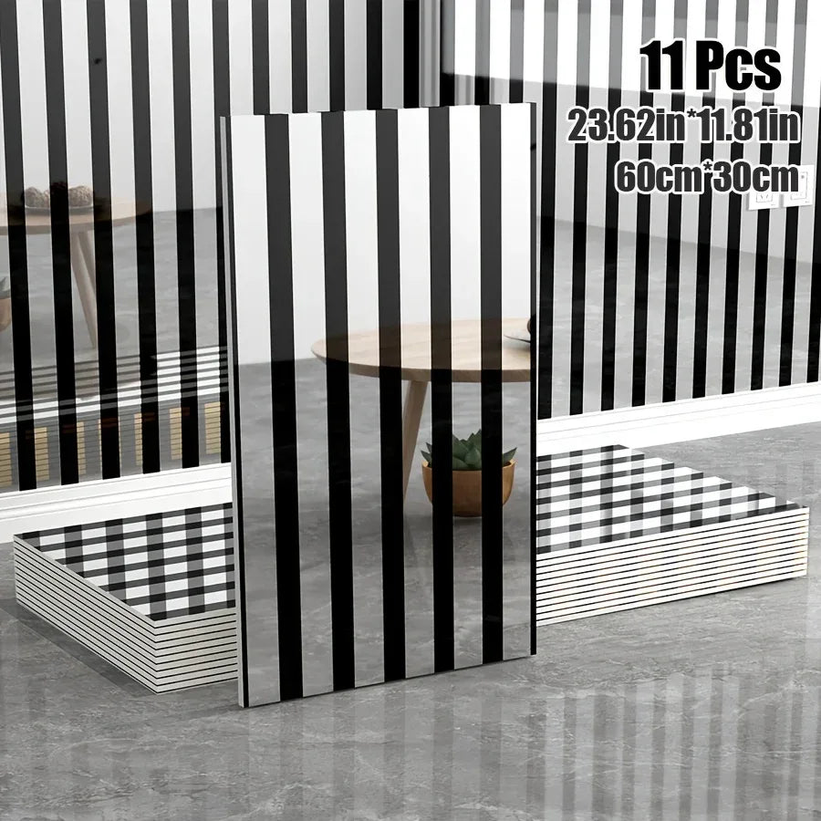 Luxus Spiegel-Wandpaneele 11/22 Stück - Selbstklebende 3D Wandfliesen Gold/Silber 60x30cm für Wohnzimmer & Schlafzimmer - FUXLShop