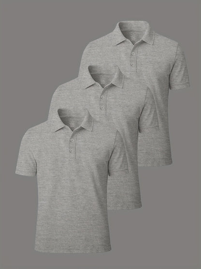 3er-Pack Herren-Polo-Shirts – gekämmte Baumwolle, atmungsaktiv & bequem, klassischer Stil für Business & Freizeit, Sommer-Essentia