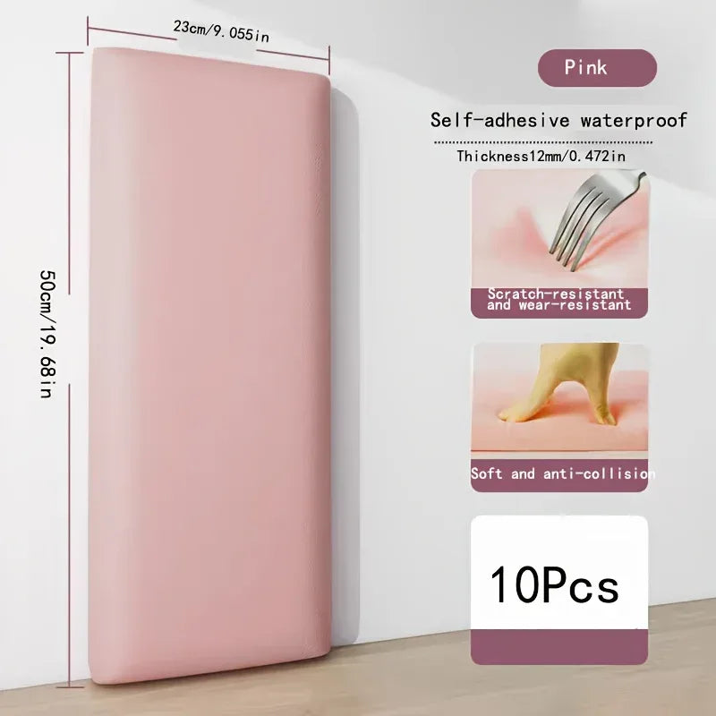 3D Wandpaneele Kunstleder 10er-Pack 23x50 cm – Selbstklebend, gepolstert, für Kopfteil & Wandschutz - FUXLShop