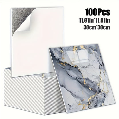 Luxury Marble Wall Panels 47.78×47.78 cm aus 3D-Vinyl, selbstklebend, spritzwassergeschützt und geeignet für Schlafzimmer, Wohnzimmer, Dusche und Bar
