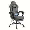 Gaming chair samt mit fußstütze in grau mit schwarzen armlehnen und memory foam online bestellen für günstige angebote