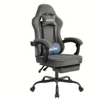 Gaming chair samt mit fußstütze in grau mit schwarzen armlehnen und memory foam online bestellen für günstige angebote