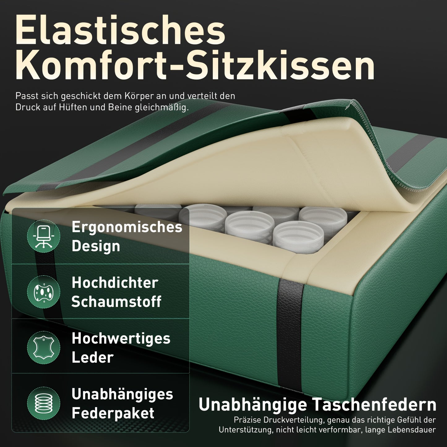 Gaming-Stuhl mit Massagefunktion – ergonomischer Racing Chair mit Fußstütze, Kopfstütze & Lendenkissen, gepolstert, bis 150 kg belastbar, ideal für PC & Konsole