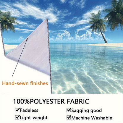 Großer tropischer Strand-Wandteppich – 2D Wandbild mit Palmen & klarem Wasser, inkl. Zubehör, ideal für Schlafzimmer & Wohnzimmer, Strand-Deko - FUXLShop