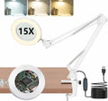15x Lupenlampe weiß mit USB-Kabel, Tischklemme und 3 Lichtfarben – FUXLShop