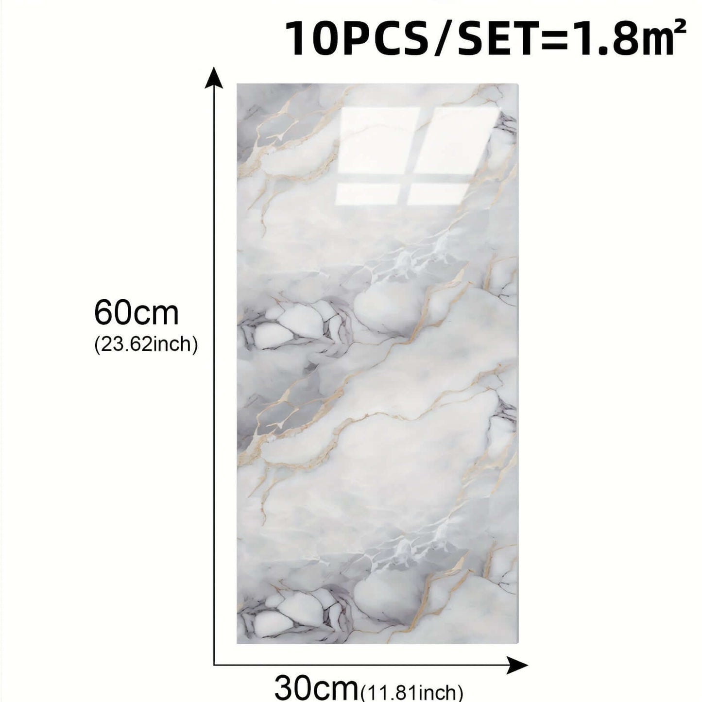 10er-Set Marmor Optik Wandfliesen – Selbstklebend, PVC, 1,8m² – Wasserfest & Hitzebeständig für Küche, Bad & Wohnzimmer – Wanddeko