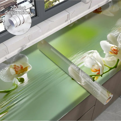 Selbstklebende Vinyl-Tapete Wasser & Blumen (20-40cm x 3m) – Abziehen & Aufkleben für Fenster, Schränke & Arbeitsplatten - FUXLShop