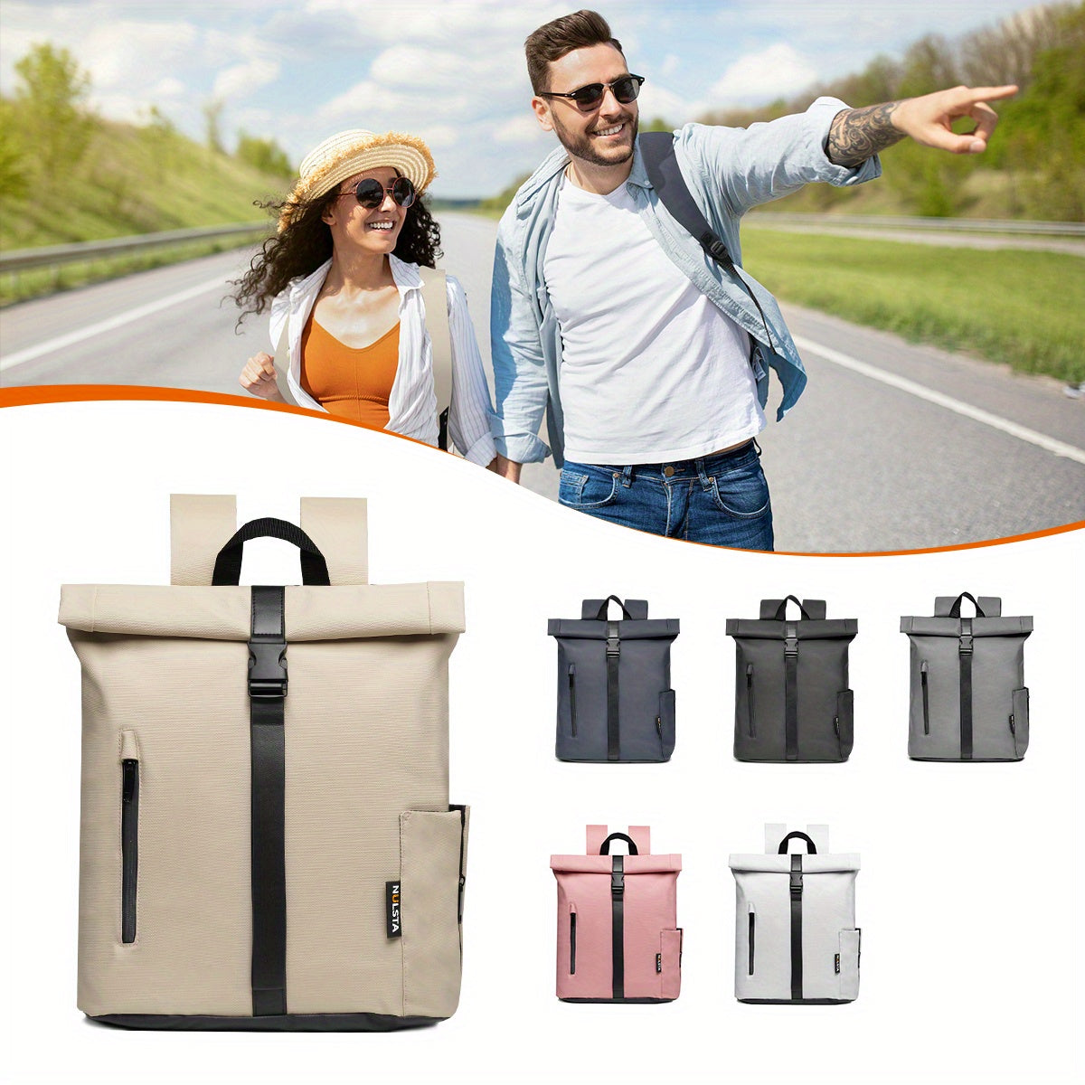 Leichter Reiserucksack 20–25L – Diebstahlsicher, Canvas, 6 Farben, Schule & Alltag