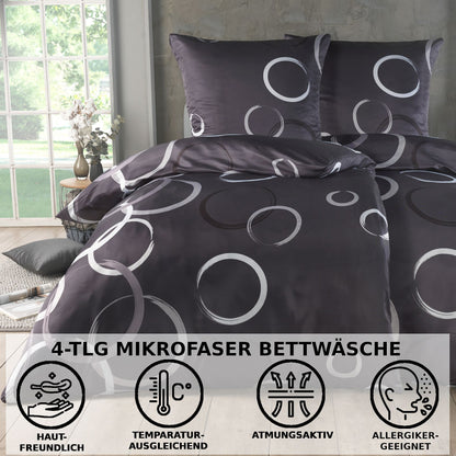 Bettwäsche-Set 135x200 4-teilig – Allergikerfreundlich – Spannbettlaken 135x200 & Kissenbezug 80x80 | Modern & Hochwertig