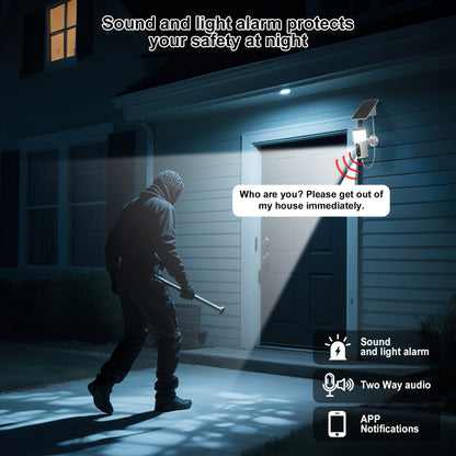 Kabellose Solar-Outdoor-Kamera mit Flutlicht, Farb-Nachtsicht, 2-Wege-Audio, Bewegungsalarm, Alexa-kompatibel, Cloud-Speicher – ANRAN WLAN-Kamera - FUXLShop