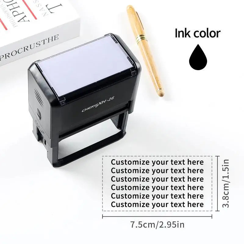 Personalisierter textstempel groß black rechteckiger selbstfärbestempel mit klarem deckel und abs-gehäuse model chengxh-26