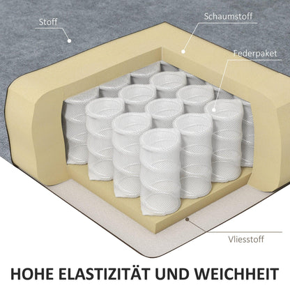 Ecksofa L-Form mit wendebarer Chaiselongue – Federkern & Schaumstoff, Leinenoptik Grau - FUXLShop